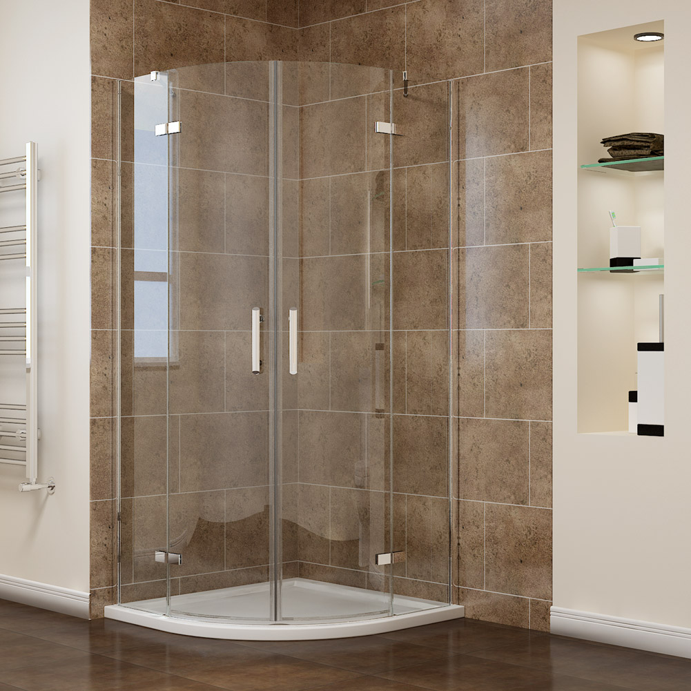 Frameless Hinged Quadrant Shower Enclosure Door Cubicle Shower Tray