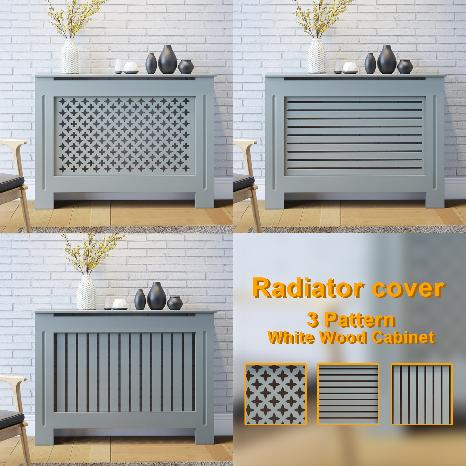 Safe Corner Design Radiator Cover Cabinet Wood Mdf Grey