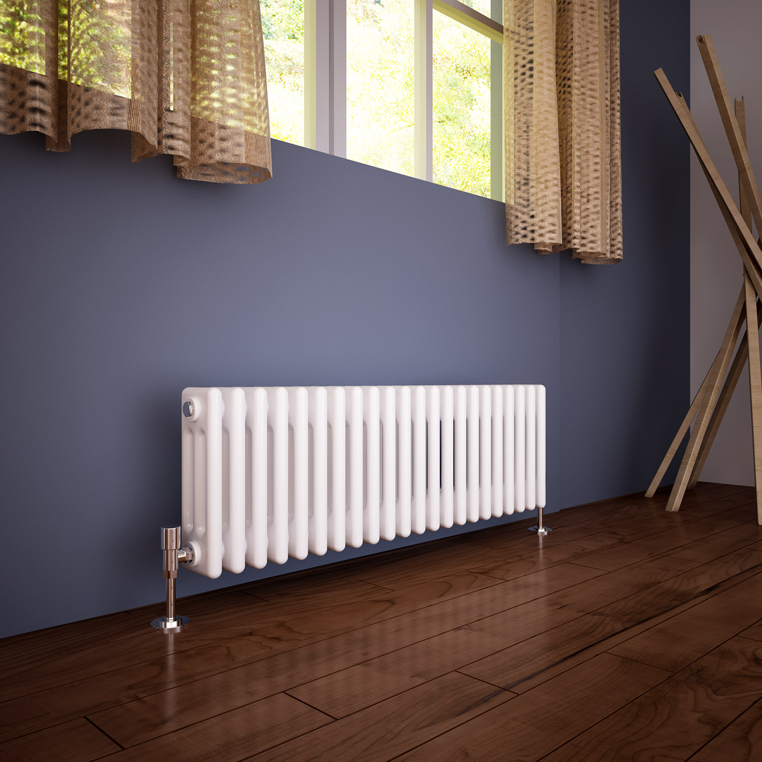 White Horizontal Traditional Radiator 3 Column Cast Iron Style Rads
