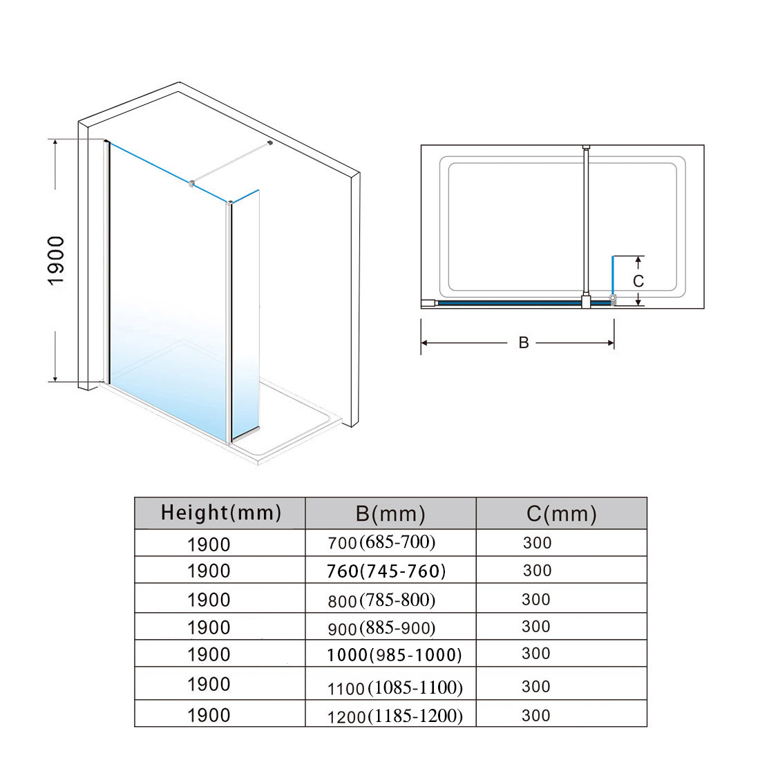 Walk In Shower Screen Details：